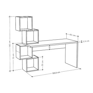 meg-GP037-0051,1-2 ΓΡΑΦΕΙΟ ΕΡΓΑΣΙΑΣ BALANCE MEGAPAP ΑΠΟ ΜΕΛΑΜΙΝΗ ΧΡΩΜΑ ΛΕΥΚΟ 153,5X60X143ΕΚ