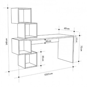meg-GP037-0051,1-4 ΓΡΑΦΕΙΟ ΕΡΓΑΣΙΑΣ BALANCE MEGAPAP ΧΡΩΜΑ ΛΕΥΚΟ 153,5X60X140ΕΚ