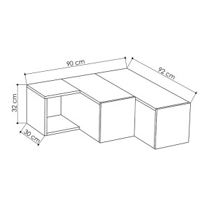 meg-GP037-0056,1-3 ΕΠΙΠΛΟ ΤΗΛΕΟΡΑΣΗΣ ΓΩΝΙΑΚΟ COMPACT MEGAPAP ΜΕΛΑΜΙΝΗΣ ΧΡΩΜΑ ΑΝΘΡΑΚΙ - ΑΝΟΙΧΤΗ ΜΟΚΑ 94,2X90,6X31,4ΕΚ.