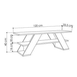 meg-GP037-0071,3-3 ΕΠΙΠΛΟ ΤΗΛΕΟΡΑΣΗΣ FARFALLA MEGAPAP ΑΠΟ ΜΕΛΑΜΙΝΗ ΧΡΩΜΑ ΦΥΣΙΚΟ ΟΞΙΑΣ 120X33,5X40ΕΚ.