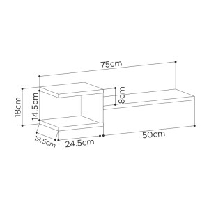 meg-GP037-0076,3-2 ΡΑΦΙΕΡΑ ΤΟΙΧΟΥ FORK MEGAPAP 2 ΤΕΜΑΧΙΩΝ ΑΠΟ ΜΕΛΑΜΙΝΗ ΧΡΩΜΑ ΛΕΥΚΟ 75X19,5X18ΕΚ.