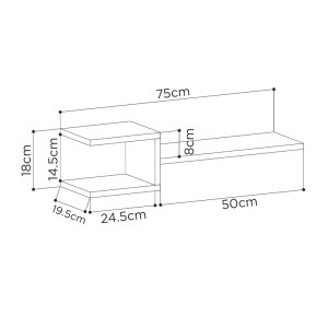 meg-GP037-0076,4-4 ΡΑΦΙΕΡΑ ΤΟΙΧΟΥ FORK MEGAPAP 2 ΤΕΜΑΧΙΩΝ ΑΠΟ ΜΕΛΑΜΙΝΗ ΧΡΩΜΑ SAPPHIRE OAK 75X19,5X18ΕΚ.
