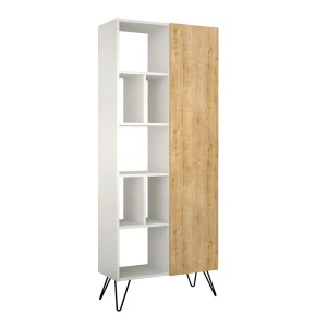 meg-GP037-0089,3-2 ΒΙΒΛΙΟΘΗΚΗ ΜΕΛΑΜΙΝΗΣ JEDDA MEGAPAP ΧΡΩΜΑ ΛΕΥΚΟ - ΦΥΣΙΚΟ ΟΞΙΑΣ 80,6X29,6X191ΕΚ.