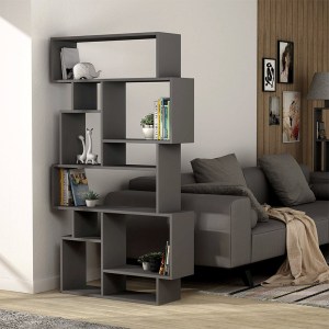 meg-GP037-0091,2-1 ΒΙΒΛΙΟΘΗΚΗ ΜΕΛΑΜΙΝΗΣ KARMATO MEGAPAP ΧΡΩΜΑ ΑΝΘΡΑΚΙ 96X25,5X168,5ΕΚ.