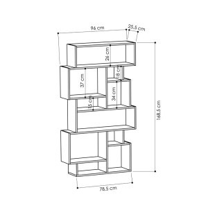 meg-GP037-0091,2-5 ΒΙΒΛΙΟΘΗΚΗ KARMATO MEGAPAP ΧΡΩΜΑ ΑΝΘΡΑΚΙ 96X25,5X168,5ΕΚ.