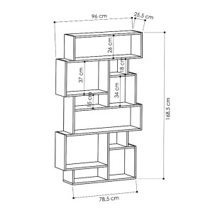 meg-GP037-0091,5-2 ΒΙΒΛΙΟΘΗΚΗ ΜΕΛΑΜΙΝΗΣ KARMATO MEGAPAP ΧΡΩΜΑ ΛΕΥΚΟ 96X25,5X168,5ΕΚ.
