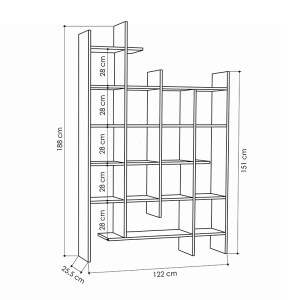 meg-GP037-0102,2-2 ΒΙΒΛΙΟΘΗΚΗ ΜΕΛΑΜΙΝΗΣ MANCO MEGAPAP ΧΡΩΜΑ ΦΥΣΙΚΟ ΟΞΙΑΣ 122X25,5X188ΕΚ.