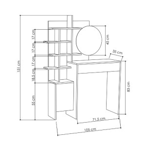 meg-GP037-0133,2-5 ΤΟΥΑΛΕΤΑ ΜΕ ΚΑΘΡΕΠΤΗ MUP MEGAPAP ΑΠΟ ΜΕΛΑΜΙΝΗ ΧΡΩΜΑ ΛΕΥΚΟ 105X35X151ΕΚ.