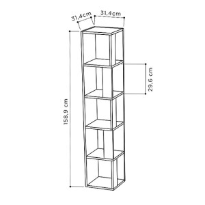 meg-GP037-0155,4-5 ΒΙΒΛΙΟΘΗΚΗ ΓΩΝΙΑΚΗ PIANO MEGAPAP ΧΡΩΜΑ ΦΥΣΙΚΟ ΟΞΙΑΣ 31,4X31,4X158,9ΕΚ.