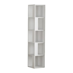 meg-GP037-0155,6-1 ΒΙΒΛΙΟΘΗΚΗ ΓΩΝΙΑΚΗ PIANO MEGAPAP ΑΠΟ ΜΕΛΑΜΙΝΗ ΧΡΩΜΑ ΛΕΥΚΟ 31,4X31,4X158,9ΕΚ.