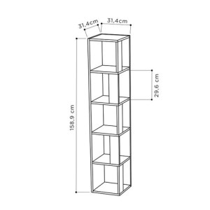 meg-GP037-0155,6-3 ΒΙΒΛΙΟΘΗΚΗ ΓΩΝΙΑΚΗ PIANO MEGAPAP ΧΡΩΜΑ ΛΕΥΚΟ 31,4X31,4X158,9ΕΚ.