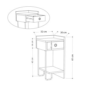 meg-GP037-0165,1-4 ΚΟΜΟΔΙΝΟ ΜΕΛΑΜΙΝΗΣ SIRIUS MEGAPAP ΔΕΞΙ ΧΡΩΜΑ ΦΥΣΙΚΟ ΟΞΙΑΣ 32X30X61ΕΚ.