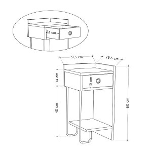 meg-GP037-0165,2-6 ΚΟΜΟΔΙΝΟ SIRIUS MEGAPAP ΔΕΞΙ ΧΡΩΜΑ ΛΕΥΚΟ 32X30X61ΕΚ.