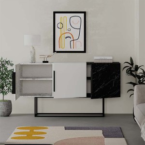 meg-GP037-0176,1-1 ΜΠΟΥΦΕΣ TONTINI MEGAPAP ΧΡΩΜΑ ΛΕΥΚΟ - ΜΑΥΡΟ ΕΦΕ ΜΑΡΜΑΡΟΥ 150X42X79,5ΕΚ.