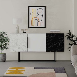 meg-GP037-0176,1-2 ΜΠΟΥΦΕΣ TONTINI MEGAPAP ΧΡΩΜΑ ΛΕΥΚΟ - ΜΑΥΡΟ ΕΦΕ ΜΑΡΜΑΡΟΥ 150X42X79,5ΕΚ.