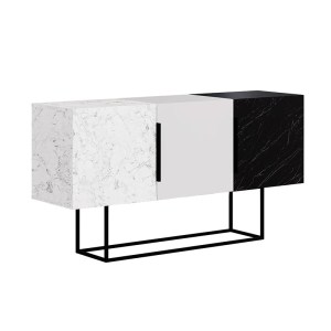 meg-GP037-0176,1-4 ΜΠΟΥΦΕΣ TONTINI MEGAPAP ΧΡΩΜΑ ΛΕΥΚΟ - ΜΑΥΡΟ ΕΦΕ ΜΑΡΜΑΡΟΥ 150X42X79,5ΕΚ.