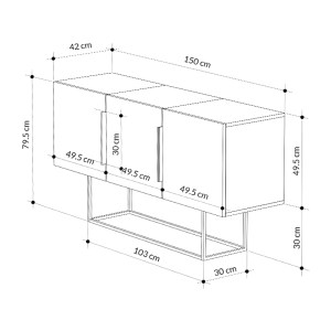 meg-GP037-0176,1-5 ΜΠΟΥΦΕΣ TONTINI MEGAPAP ΧΡΩΜΑ ΛΕΥΚΟ - ΜΑΥΡΟ ΕΦΕ ΜΑΡΜΑΡΟΥ 150X42X79,5ΕΚ.