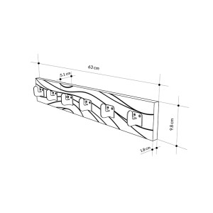 meg-GP037-0205,1-5 ΚΡΕΜΑΣΤΡΑ ΤΟΙΧΟΥ FLOW MEGAPAP ΧΡΩΜΑ ΛΕΥΚΟ 63X1,8X9,8ΕΚ.