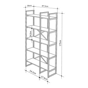 meg-GP037-0226,1-3 ΒΙΒΛΙΟΘΗΚΗ DUSAN MEGAPAP ΧΡΩΜΑ SEPET OAK 87,5X30X175ΕΚ.