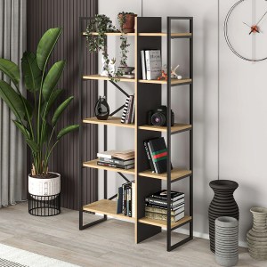 meg-GP037-0229,1-0 ΒΙΒΛΙΟΘΗΚΗ DETROIT MEGAPAP ΧΡΩΜΑ SAPPHIRE OAK - SILKY BLACK 87,5X35,2X175ΕΚ.