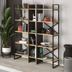meg-GP037-0230,1-0 ΒΙΒΛΙΟΘΗΚΗ DETROIT MEGAPAP ΧΡΩΜΑ SAPPHIRE OAK - SILKY BLACK 143,5X35,2X175ΕΚ.