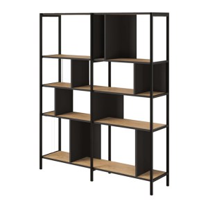 meg-GP037-0232,1-3 ΒΙΒΛΙΟΘΗΚΗ MAXI MEGAPAP ΧΡΩΜΑ SAPPHIRE OAK - SILKY BLACK 144X35X175ΕΚ.