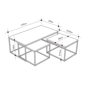 meg-GP037-0246,1-3 ΤΡΑΠΕΖΑΚΙ ΣΑΛΟΝΙΟΥ ΣΕΤ 3 ΤΜΧ. CAMELIA MEGAPAP ΧΡΩΜΑ ΑΝΟΙΧΤΟ ΚΑΡΥΔΙ - SAPPHIRE OAK - ΚΑΦΕ 110X60X41,8ΕΚ.