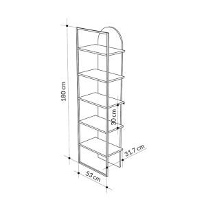 meg-GP037-0261,2-6 ΒΙΒΛΙΟΘΗΚΗ ARCHY MEGAPAP ΧΡΩΜΑ ΓΚΡΙ ΡΕΤΡΟ 53X31,7X180ΕΚ.