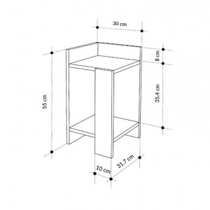 meg-GP037-0264,2-4 ΚΟΜΟΔΙΝΟ ELOS MEGAPAP ΔΕΞΙ ΧΡΩΜΑ SAPPHIRE OAK - ΑΝΘΡΑΚΙ 25X27X60ΕΚ.