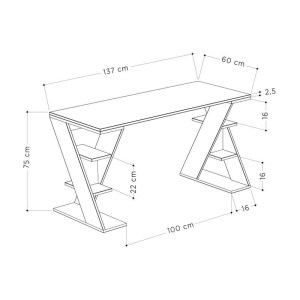 meg-GP037-0268,1-4 ΓΡΑΦΕΙΟ ΕΡΓΑΣΙΑΣ PAPILLON MEGAPAP ΧΡΩΜΑ ΑΝΘΡΑΚΙ - ΛΕΥΚΟ 137X60X75ΕΚ