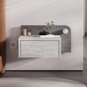 meg-GP037-0281,1-5 ΚΟΜΟΔΙΝΟ ΕΠΙΤΟΙΧΙΟ DOTTA MEGAPAP ΜΕ LED ΧΡΩΜΑ ΛΕΥΚΟ ΑΝΤΙΚΕ - ΓΚΡΙ ΡΕΤΡΟ 52X33,6X28ΕΚ.