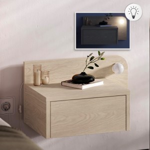 meg-GP037-0281,2-0 ΚΟΜΟΔΙΝΟ ΕΠΙΤΟΙΧΙΟ DOTTA MEGAPAP ΜΕ LED ΧΡΩΜΑ LIGHT OAK 52X33,6X28ΕΚ.