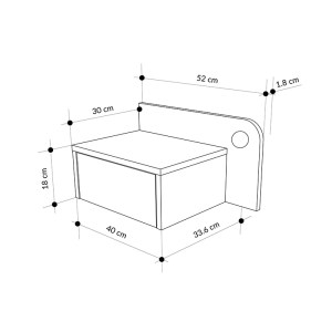 meg-GP037-0281,2-7 ΚΟΜΟΔΙΝΟ ΕΠΙΤΟΙΧΙΟ DOTTA MEGAPAP ΜΕ LED ΧΡΩΜΑ LIGHT OAK 52X33,6X28ΕΚ.