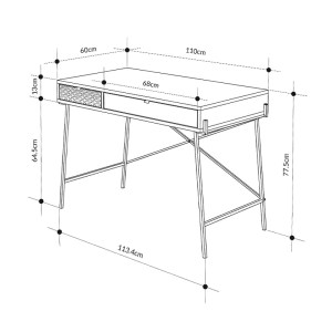 meg-GP037-0287,1-7 ΓΡΑΦΕΙΟ ΕΡΓΑΣΙΑΣ NAIVE MEGAPAP ΧΡΩΜΑ SAPPHIRE OAK 113,4X60X77,5ΕΚ.