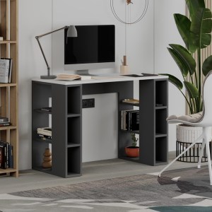 meg-GP037-0289,1-0 ΓΡΑΦΕΙΟ ΕΡΓΑΣΙΑΣ COLMAR MEGAPAP ΧΡΩΜΑ ΑΝΘΡΑΚΙ - ΛΕΥΚΟ 106X50X75ΕΚ.