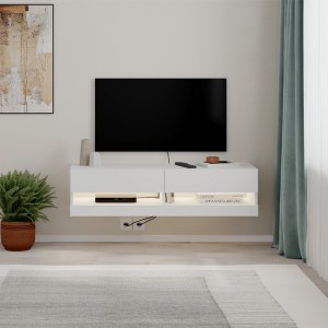 meg-GP037-0291,1-2 ΕΠΙΠΛΟ ΤΗΛΕΟΡΑΣΗΣ ΕΠΙΤΟΙΧΙΟ MOON MEGAPAP ΜΕ LED ΧΡΩΜΑ ΛΕΥΚΟ 120X33,8X30ΕΚ.