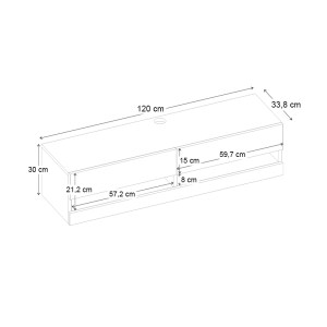 meg-GP037-0291,1-5 ΕΠΙΠΛΟ ΤΗΛΕΟΡΑΣΗΣ ΕΠΙΤΟΙΧΙΟ MOON MEGAPAP ΜΕ LED ΧΡΩΜΑ ΛΕΥΚΟ 120X33,8X30ΕΚ.