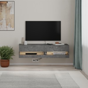 meg-GP037-0291,2-2 ΕΠΙΠΛΟ ΤΗΛΕΟΡΑΣΗΣ ΕΠΙΤΟΙΧΙΟ MOON MEGAPAP ΜΕ LED ΧΡΩΜΑ ΓΚΡΙ ΡΕΤΡΟ 120X33,8X30ΕΚ.