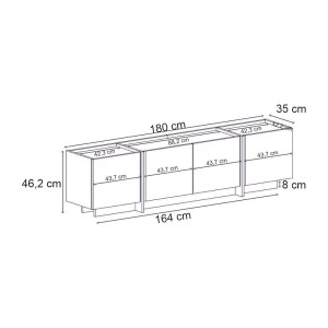 meg-GP037-0294,2-6 ΕΠΙΠΛΟ ΤΗΛΕΟΡΑΣΗΣ LOWEN MEGAPAP ΧΡΩΜΑ TRAVERTINE 180X35X46,2ΕΚ.