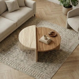 meg-GP037-0298,1-1 ΤΡΑΠΕΖΑΚΙ ΣΑΛΟΝΙΟΥ ALOEVA MEGAPAP ΧΡΩΜΑ ΚΑΡΥΔΙ UD - TRAVERTINE Ø90X37ΕΚ.