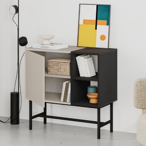 meg-GP037-0309,1-1 ΜΠΟΥΦΕΣ MONA MEGAPAP ΧΡΩΜΑ SANDSTONE - BLACK WOOD 81X40X80ΕΚ.