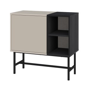meg-GP037-0309,1-5 ΜΠΟΥΦΕΣ MONA MEGAPAP ΧΡΩΜΑ SANDSTONE - BLACK WOOD 81X40X80ΕΚ.