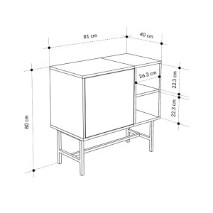 meg-GP037-0309,1-6 ΜΠΟΥΦΕΣ MONA MEGAPAP ΧΡΩΜΑ SANDSTONE - BLACK WOOD 81X40X80ΕΚ.