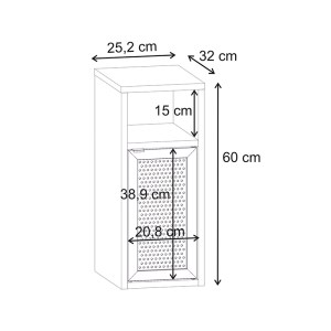 meg-GP037-0310,1-6 ΚΟΜΟΔΙΝΟ INCA MEGAPAP ΧΡΩΜΑ LIGHT OAK 25,2X32X60ΕΚ.