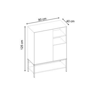 meg-GP037-0317,1-6 ΜΠΟΥΦΕΣ AMIRA MEGAPAP ΧΡΩΜΑ ΚΑΡΥΔΙ UD - BLACK WOOD 90X40X125ΕΚ.