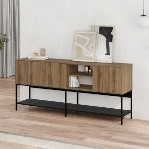 meg-GP037-0318,1-0 ΜΠΟΥΦΕΣ AMIRA MEGAPAP ΧΡΩΜΑ ΚΑΡΥΔΙ UD - BLACK WOOD 180X40X80ΕΚ.