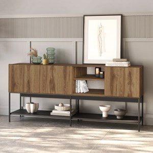 meg-GP037-0318,1-4 ΜΠΟΥΦΕΣ AMIRA MEGAPAP ΧΡΩΜΑ ΚΑΡΥΔΙ UD - BLACK WOOD 180X40X80ΕΚ.