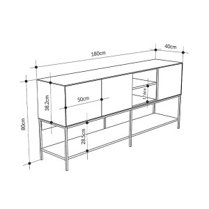 meg-GP037-0318,1-6 ΜΠΟΥΦΕΣ AMIRA MEGAPAP ΧΡΩΜΑ ΚΑΡΥΔΙ UD - BLACK WOOD 180X40X80ΕΚ.