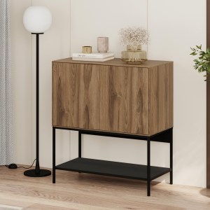 meg-GP037-0319,1-0 ΜΠΟΥΦΕΣ AMIRA MEGAPAP ΧΡΩΜΑ ΚΑΡΥΔΙ UD - BLACK WOOD 80X40X90ΕΚ.