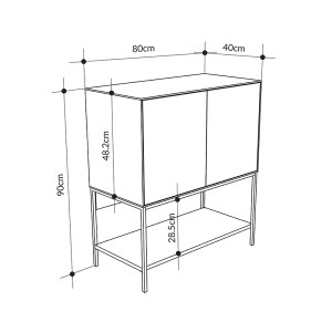 meg-GP037-0319,1-6 ΜΠΟΥΦΕΣ AMIRA MEGAPAP ΧΡΩΜΑ ΚΑΡΥΔΙ UD - BLACK WOOD 80X40X90ΕΚ.